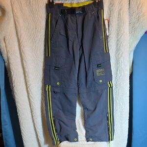 APCO Backside 180 Boy's Cargo Pants in Gray with Yellow Stripes, SIZE MEDIUM